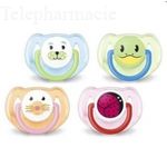 AVENT Sucettes orthodontiques classic animaux 6 &agrave; 18 mois lot de 2