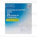 ALVITA Compresses en non-tiss&eacute; st&eacute;riles Taille 7,5*7,5 cm - 25 sachets de 2 compresses